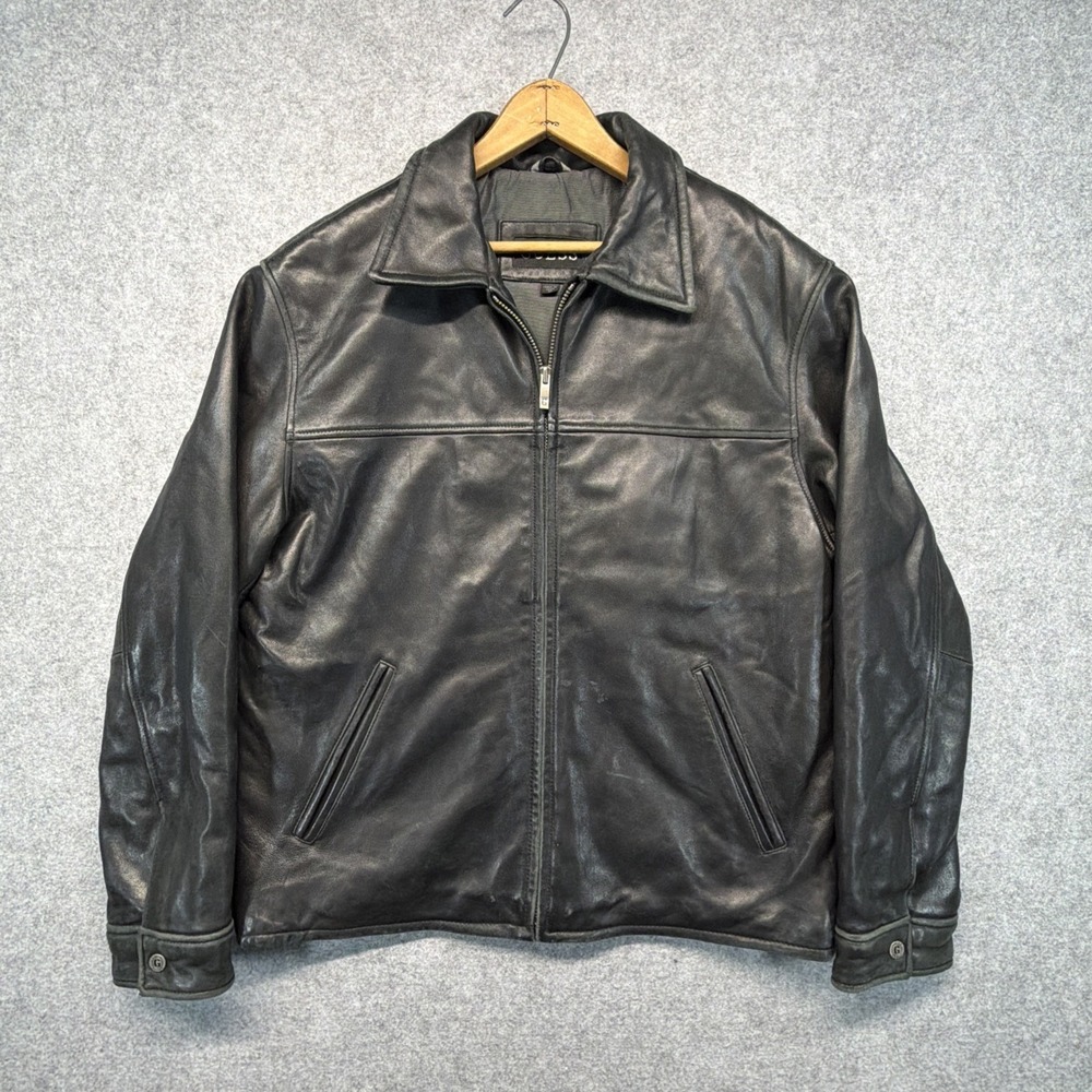 Guess Black Leather Jacket Biker Size Mens Medium